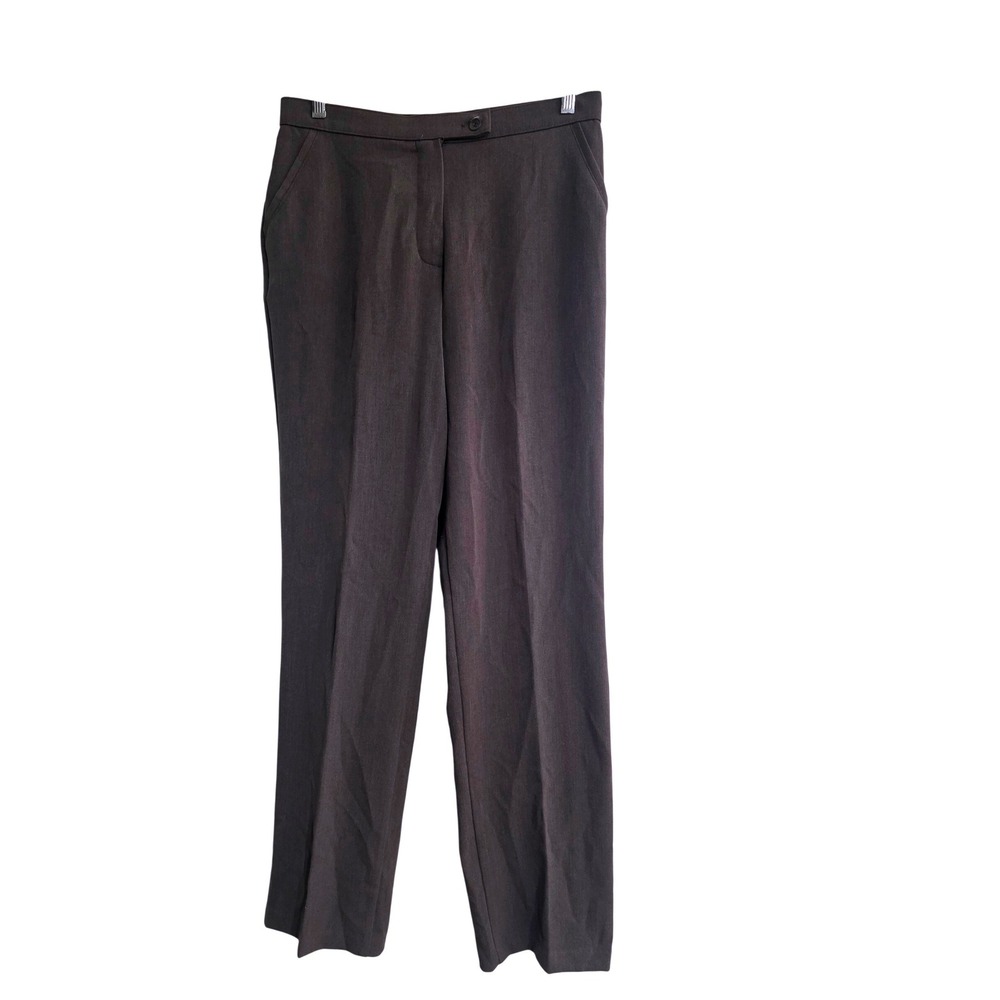 Investments Womens Dark Brown Straight Leg Dress Pants High Rise Trousers Sz 10R
